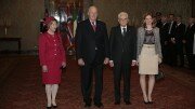 State visit Italia.Kong Harald and Queen Sonja together with Italy Prsident Sergio Mattarella and his daughter Laura