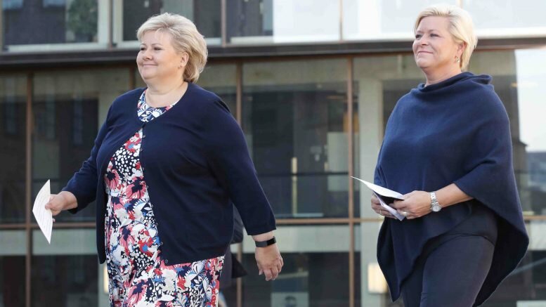 Prime Minister Erna Solberg and Finance Minister Siv Jensen
