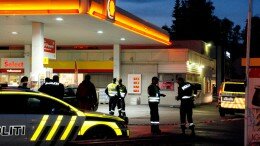 Police at a gas station