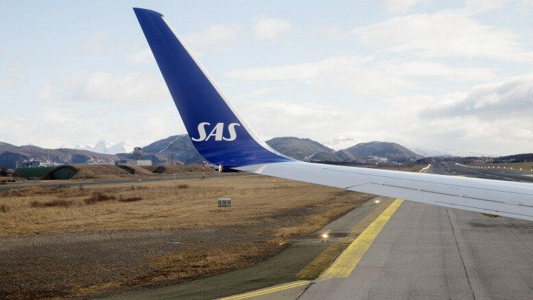 An SAS aircraft is ready for departure from Bodø Airport.