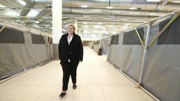 Prime Minister Erna Solberg visit the new reception center for asylum seekers in Råde in Østfold