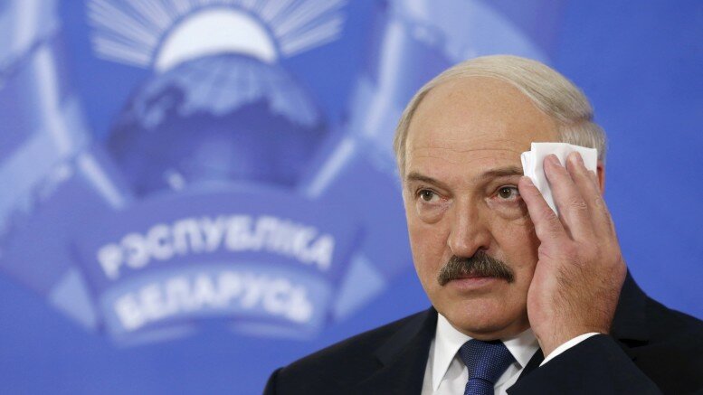 Photo of Belarus' President Lukashenko at news conference during presidential election in Minsk.