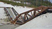 A new laminated timber bridge over new E6 at Sjoa Gudbrandsdalen collapsed