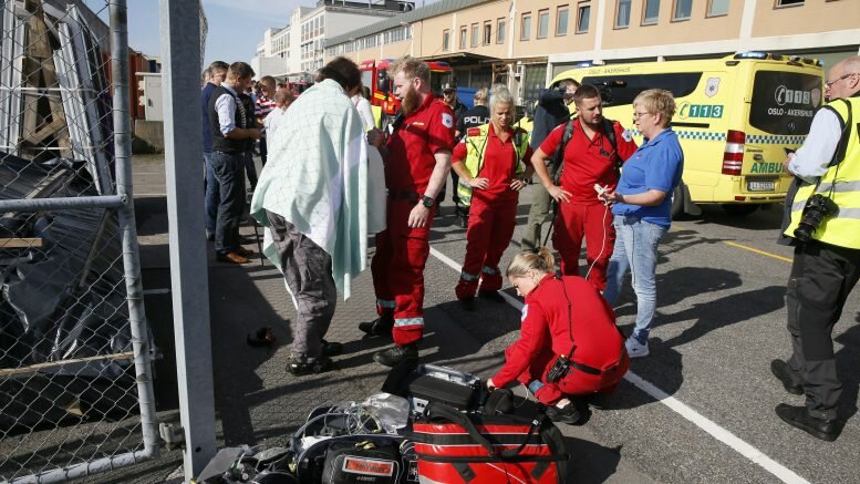 Emergency services at the site after notification of gas leak inside a building at Filipstad in Oslo.