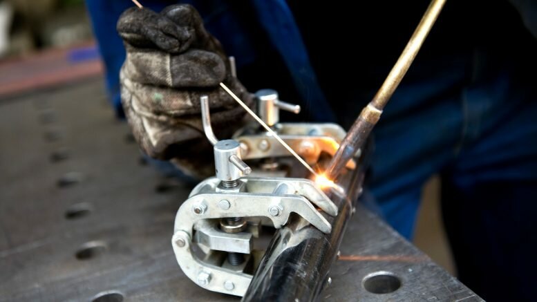 A metalworker welding