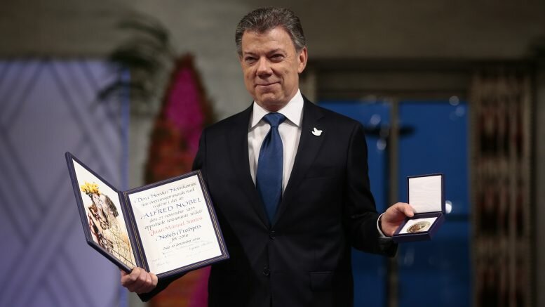 Nobel Peace Prize 2016 to Colombian President Juan Manuel Santos.