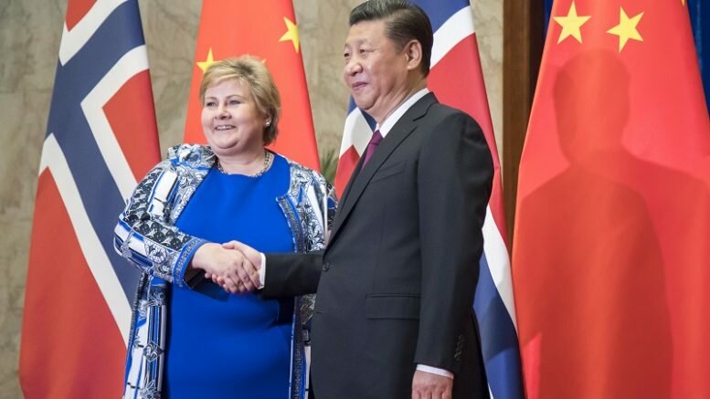 Prime Minister Erna Solberg and China President Xi Jinping