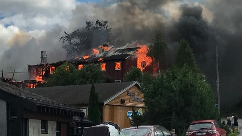 wo apartment complexes are on fire at Støren in Sør-Trøndelag.