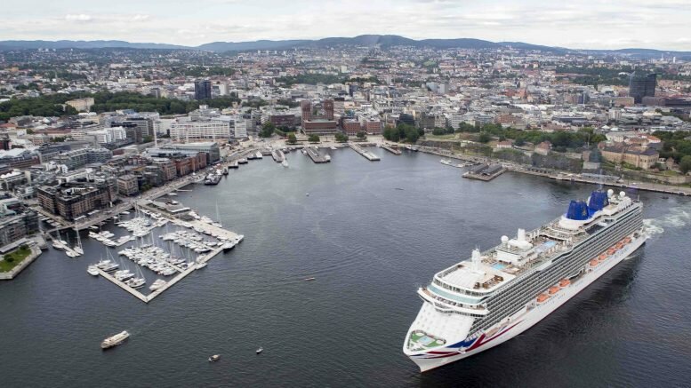 Cruise ship MS Britannia , Aker Brygge , Oslo environment