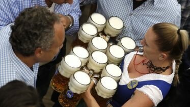 The beer flows at Munich’s Oktoberfest