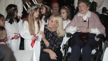 The crown Prince and Princess join Lucia celebration at Lørenskog nursing home