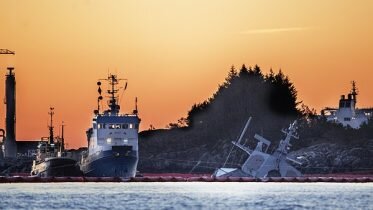 The emptying of KNM Helge Ingstad continues