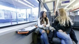 Girls sitting on train