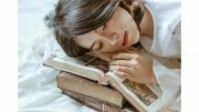 Sleeping book woman