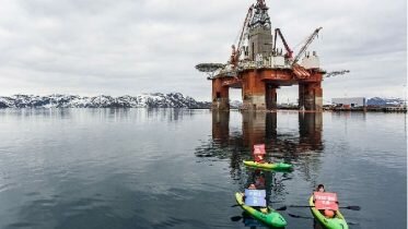 Greenpeace in action against oil rig in Hammerfest