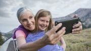 Eldery woman selfie child fake news
