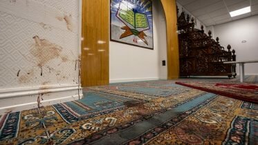 Bullet holes in the walls and blood on the carpets of Al-Noor Mosque