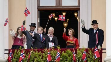 The royal family appeared on the castle balcony